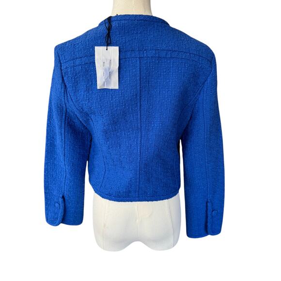 Proenza Schouler White Label Cropped Tweed Blazer Royal Blue Size 4 NWOT - Picture 5 of 11